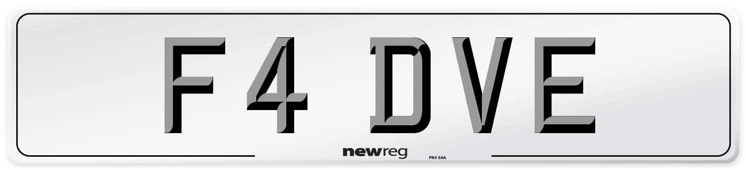 F4 DVE Number Plate from New Reg